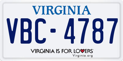 VA license plate VBC4787