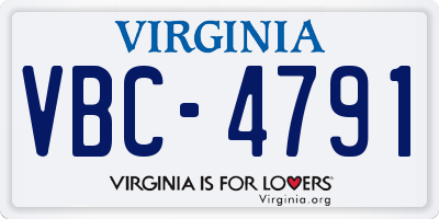 VA license plate VBC4791