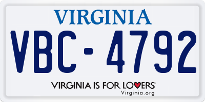 VA license plate VBC4792