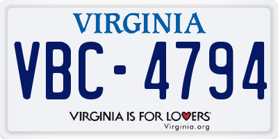 VA license plate VBC4794