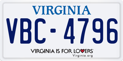 VA license plate VBC4796