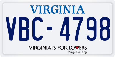 VA license plate VBC4798