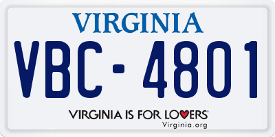 VA license plate VBC4801