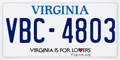 VA license plate VBC4803