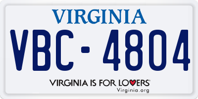 VA license plate VBC4804