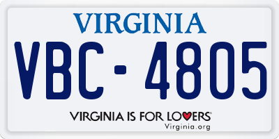 VA license plate VBC4805