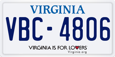 VA license plate VBC4806