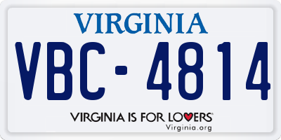 VA license plate VBC4814