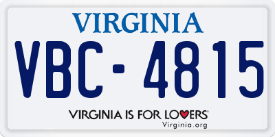 VA license plate VBC4815