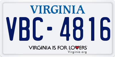 VA license plate VBC4816