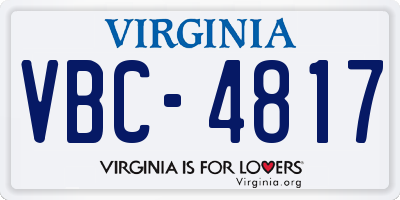 VA license plate VBC4817