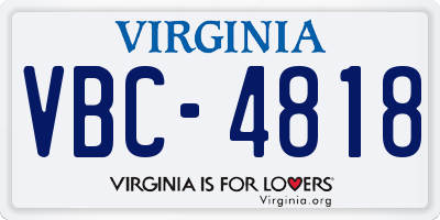 VA license plate VBC4818