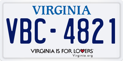 VA license plate VBC4821