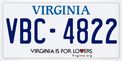 VA license plate VBC4822