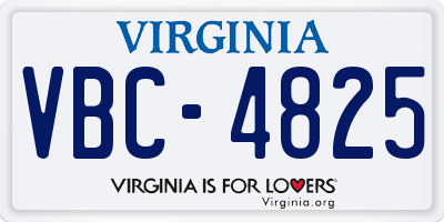 VA license plate VBC4825