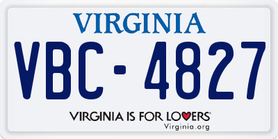 VA license plate VBC4827