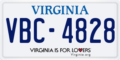 VA license plate VBC4828