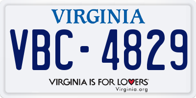 VA license plate VBC4829