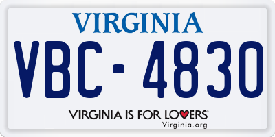 VA license plate VBC4830