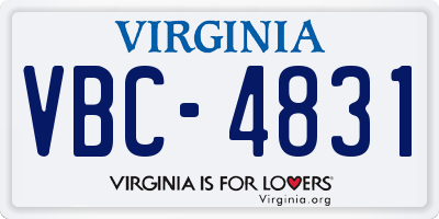 VA license plate VBC4831
