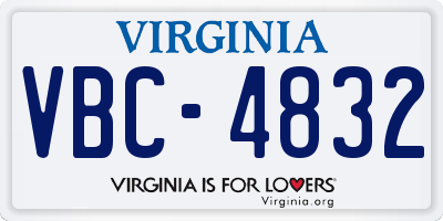 VA license plate VBC4832