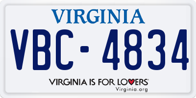 VA license plate VBC4834