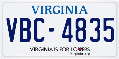 VA license plate VBC4835
