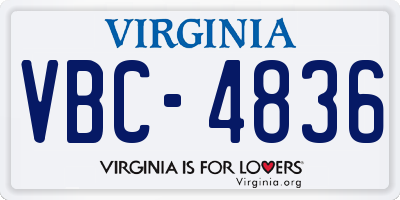 VA license plate VBC4836