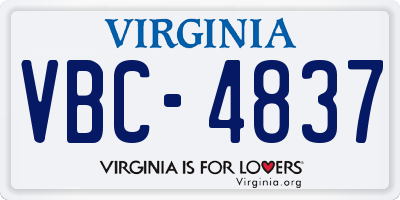 VA license plate VBC4837