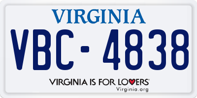 VA license plate VBC4838