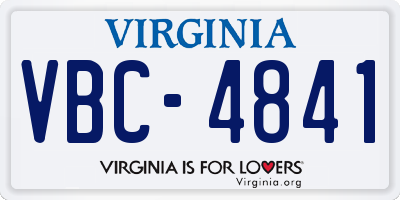 VA license plate VBC4841