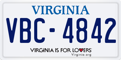 VA license plate VBC4842