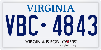 VA license plate VBC4843