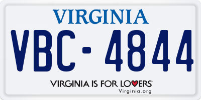 VA license plate VBC4844