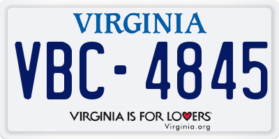 VA license plate VBC4845