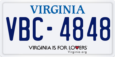 VA license plate VBC4848