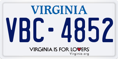 VA license plate VBC4852
