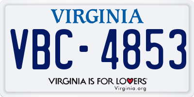 VA license plate VBC4853