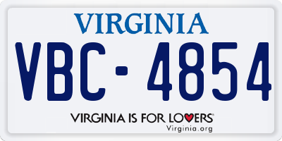 VA license plate VBC4854