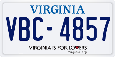 VA license plate VBC4857