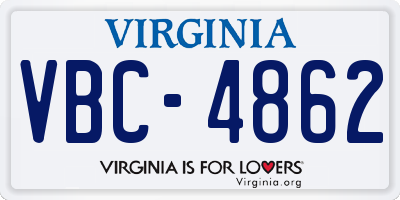 VA license plate VBC4862