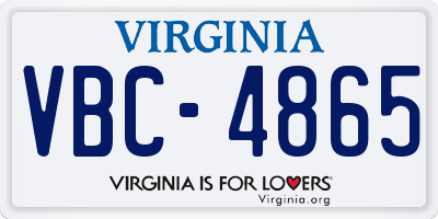 VA license plate VBC4865