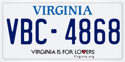 VA license plate VBC4868