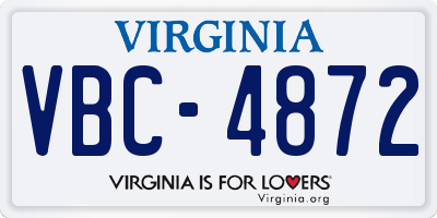 VA license plate VBC4872