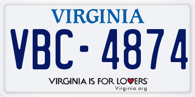 VA license plate VBC4874