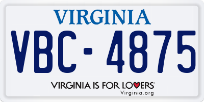 VA license plate VBC4875
