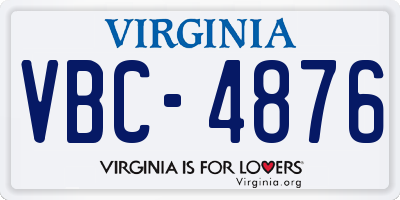 VA license plate VBC4876