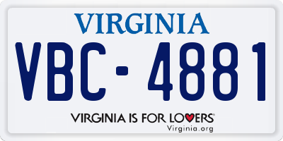 VA license plate VBC4881