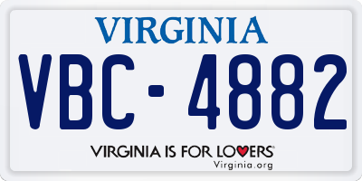 VA license plate VBC4882