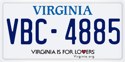 VA license plate VBC4885